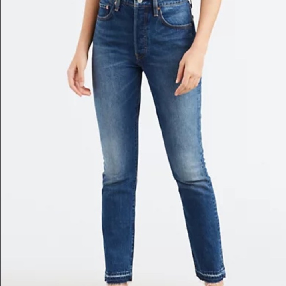 Levi’s 501s- classic, button fly, slight stretch denim. Like new condition.